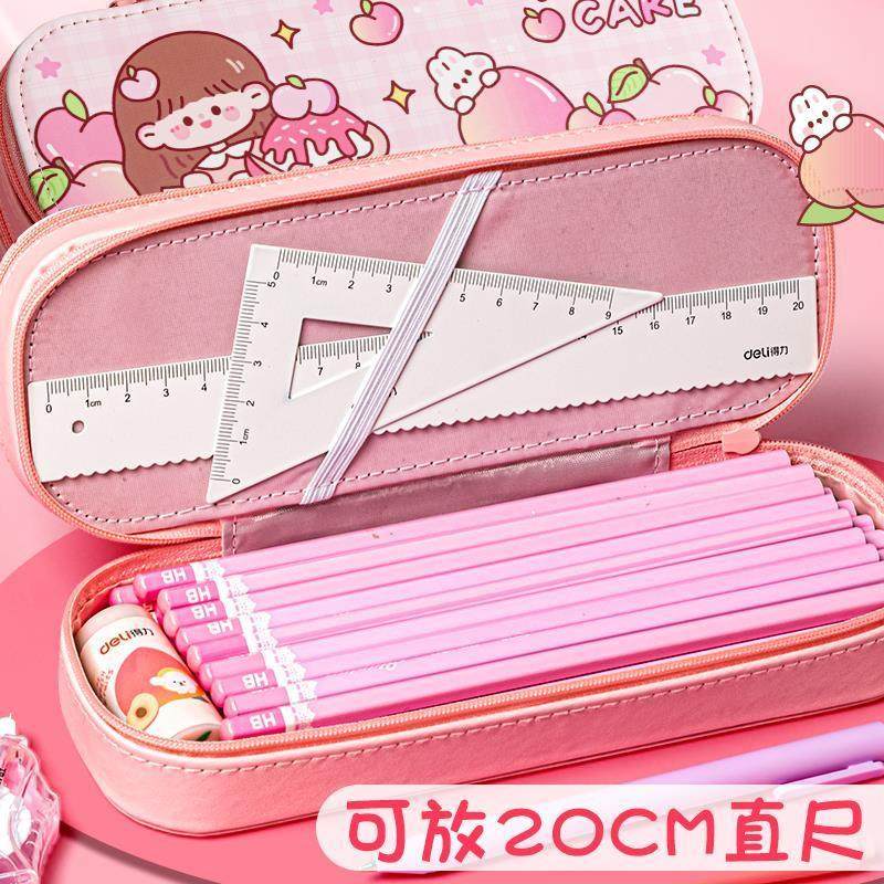 Large Capacity Pencil Case Kawaii Canvas Pencilcase SchoolTaobao