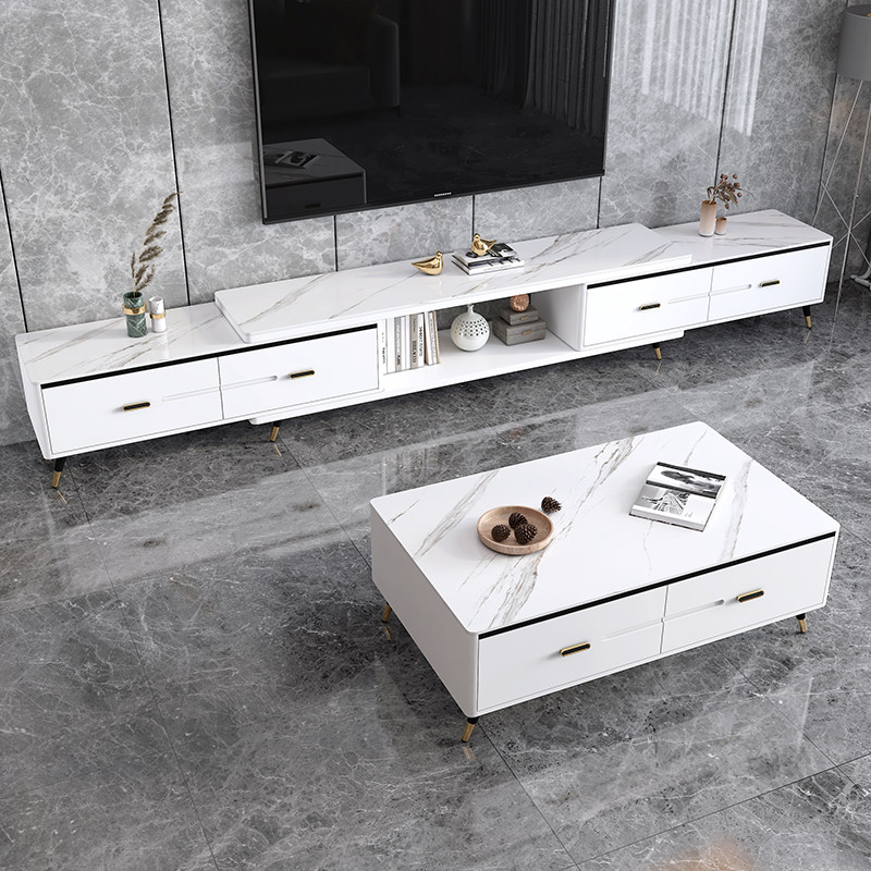 Telescopic Rockboard Tea Table TV Cabinet Composition Modern Minima Light Extravagant TV Combo Wall Cabinet Living-room Small Family-style lockers