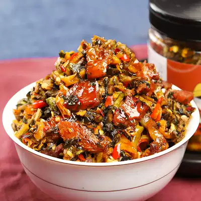 Grandma's dishes fried bacon, pickles, spicy appetizers, cooked food, Hunan specialties, Authentic pickled Rob dried bottles