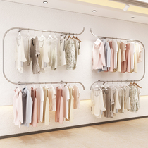 Clothing store display rack High-grade stainless steel brushed clothing rack Womens store special decoration shelves Floor-to-ceiling wall