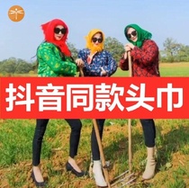  Tuchao Baotou towel for the elderly green blue headscarf female Baotou rural northeast shooting bag towel props square towel