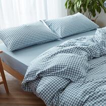 Sun-style ins wind all-cotton washed cotton bed four pieces of sets 100 pure cotton quilt cover bed linen dormitories Three sets of Nordic
