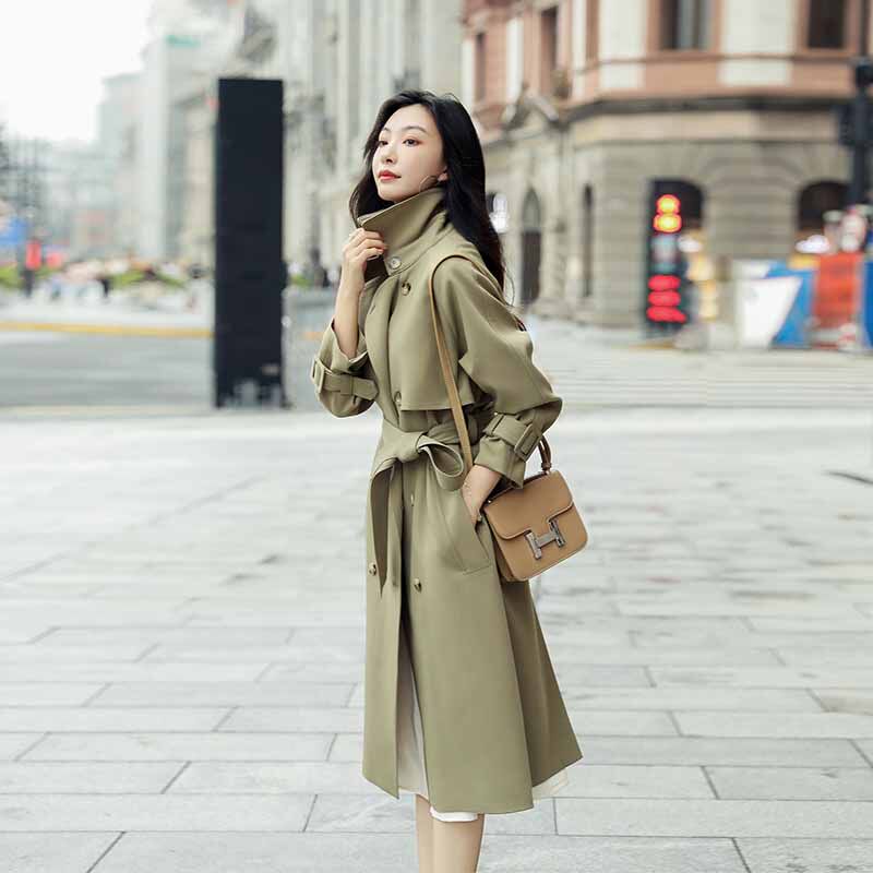 Ji Poetry Chul 2022 New Spring Windcoat Jacket Woman Mid Korean Long version Korean Temperament Senior Sensation Little Guy Coat