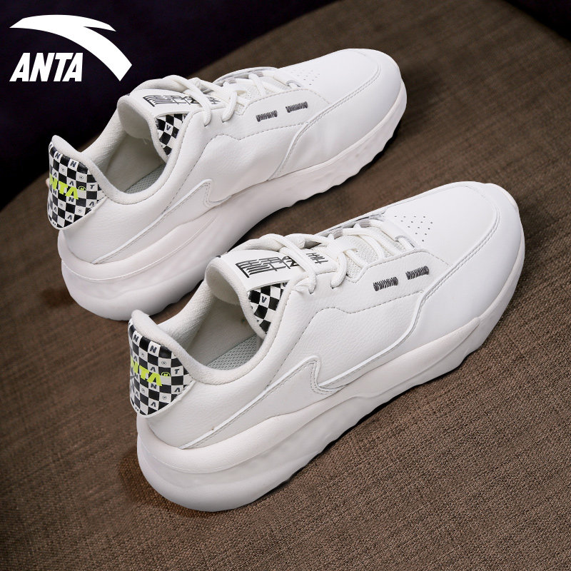 ANTA Women's Shoes Board Shoes Official Website Flagship Summer Fashion Versatile Leather Surface Thick Soled Small White Shoes Low Top Student Casual Shoes