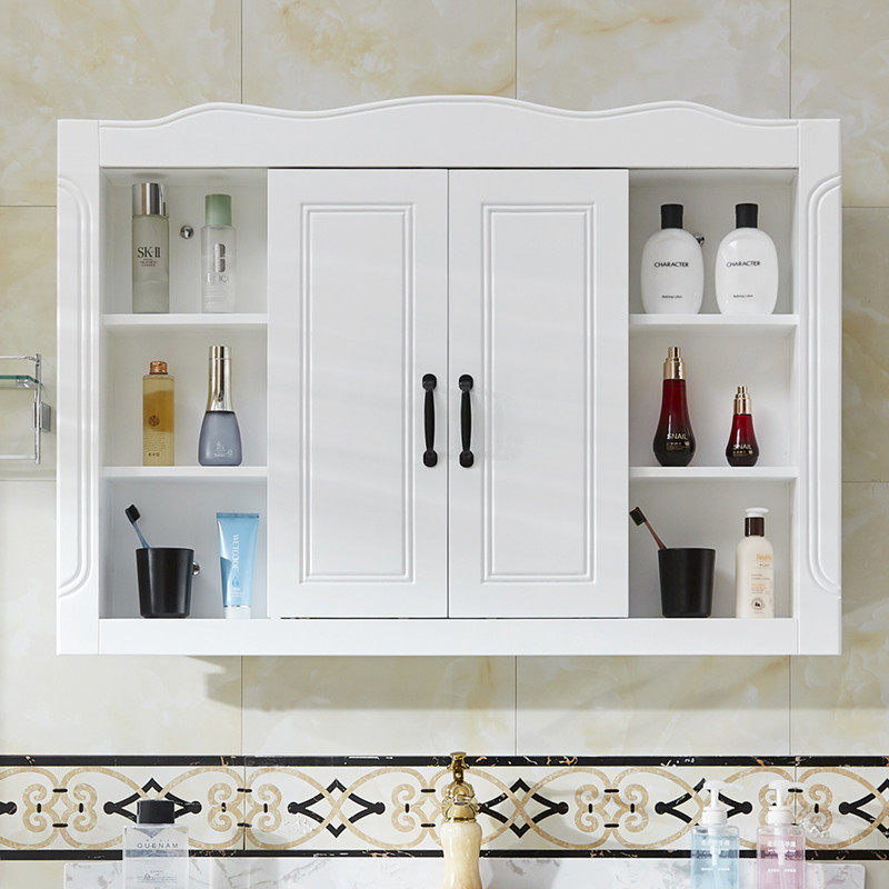 Jane European bathroom mirror cabinet hidden sliding door Feng Shui mirror box powder room solid wood wall hanging bathroom mirror cabinet rack