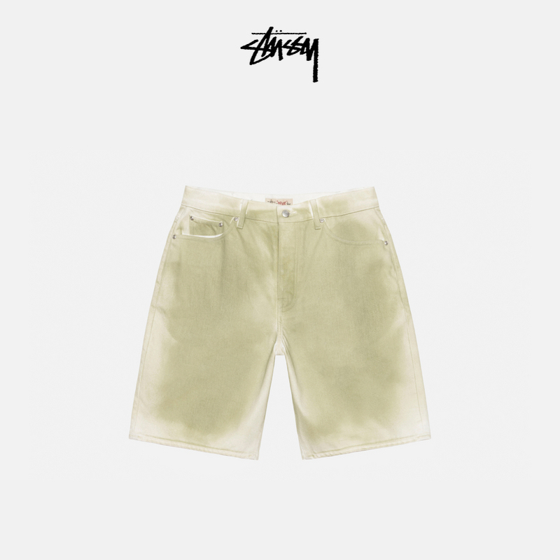 Stussy Ol Series Trendy Spray-Dyed Denim Shorts, Summer Style for Both Men and Women