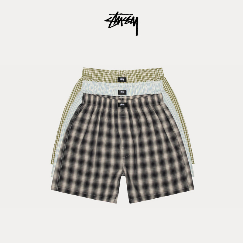 Stussy Classic Pattern Three-Piece Set of Shorts and Underwear, Same Style for Men and Women