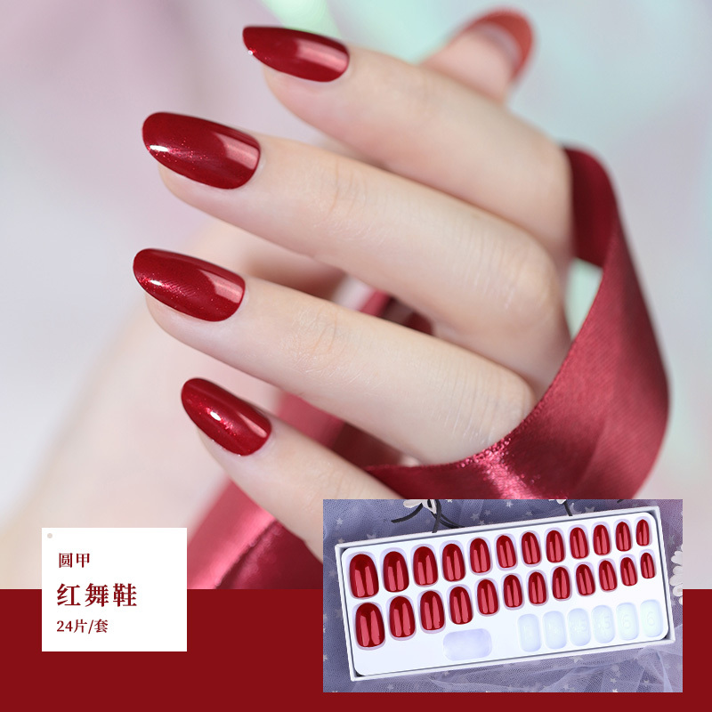 Wearable Manicure Fake Nail Patches, Finished Product, Medium-Long Round Nails, Removable and Wearable, Bridal Wedding Rhinestone Red Dance Shoes Wearable Manicure Fake Nail Patches, Finished Product, Medium-Long Round Nails, Removable and Wearable, Bridal Wedding Rhinestone Red Dance Shoes