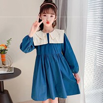 Girls pure cotton dress 2022 new spring - sleeved girls long - sleeved princess needle red - fall cotton dress