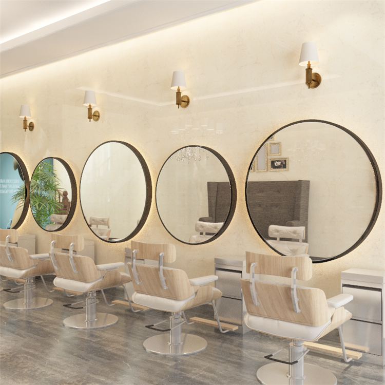 Hair salon mirror table hair salon special single-sided mirror tide style wall-mounted ironing area Li Kun shop round mirror with light backlight