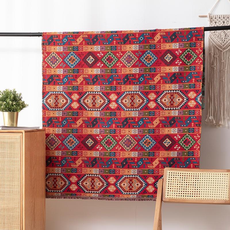 Ethnic style sand release material jacquard fabric futon tatami solid wood cushion chair cushion cover cover cloth Bohemia