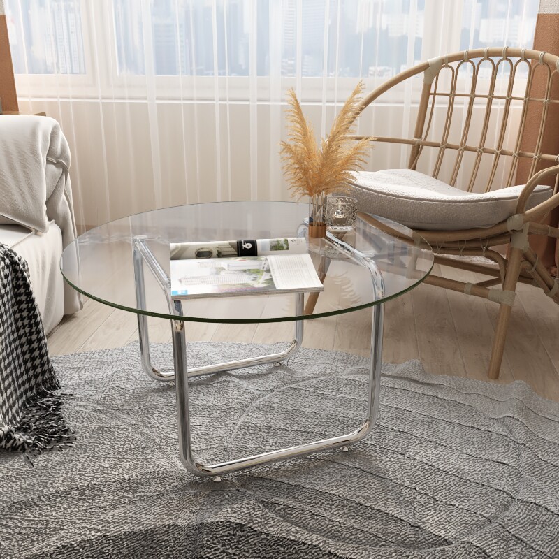 ins Nordic light luxury small coffee table living room home small apartment side table net red small table coffee table glass round table