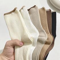 Fall Mens Long Sox Childrens Day Retro Striped Pure Color Midbarrel Sports Heaps Stocking Socks Childrens Tide 100 Hitch