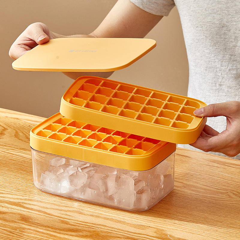 Ice Cubes Molds Large Capacity Silicone Ice Gaggle Home Storage Ice Ice-making Cartridges Lid Fridge Frozen Ice Cubes