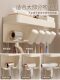 Bathroom Storage Rack, Multifunctional Hair Dryer and Tissue Box Organizer, Bathroom Towel Rack, Cream White, No Drilling Required