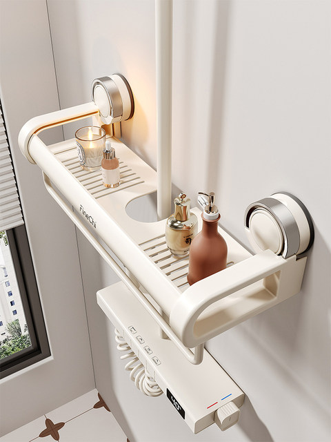 Finechi Suction Cup Shower Rack Bathroom Shower Room No-Drill Storage for Shower Gel and Shampoo
