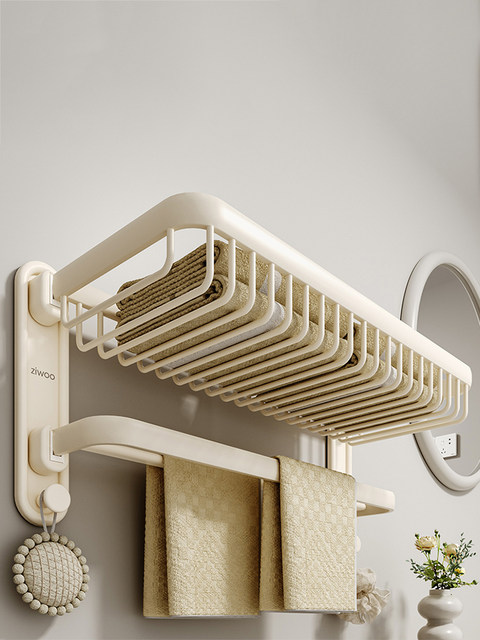 Finechi High-Quality Towel Rack for Bathroom, Toilet, and Shower, Storage Shelf, Towel Rack, Wall-Mounted, Space Aluminum