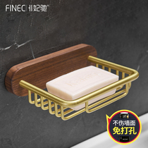 Bathroom soap box Free hole drain wall-mounted household light luxury shelf creative bathroom solid wood soap box
