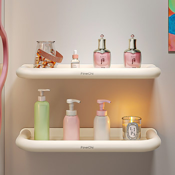 Finechi Cream Style Bathroom Storage Rack No-Drill Wall-Mounted Toilet Organizer Washstand Shelf