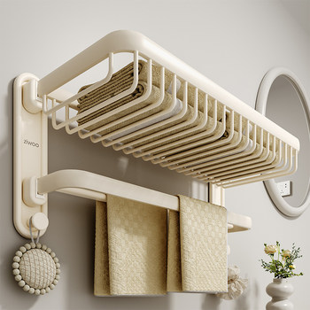 Finechi High-Quality Towel Rack for Bathroom, Toilet, and Shower, Storage Shelf, Towel Rack, Wall-Mounted, Space Aluminum