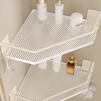Bathroom Shelf, Triangular Storage Rack for Bathroom, No-Drill Toilet Tripod, Acrylic Milky White