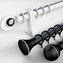 Thickened Aluminum Alloy Window Curtain Rod Roman Rod Black White Single Pole Double Pole Curtain Track Rod Subbedroom Bracket Accessories