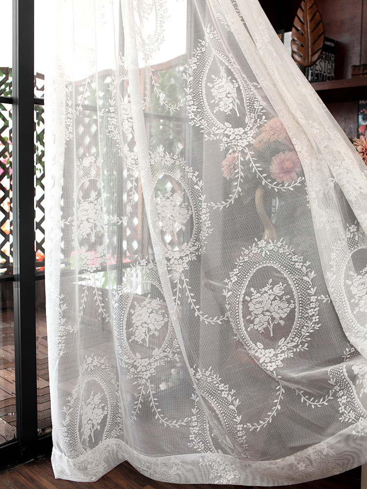 Curve Overtaking Curtain New Window Screen European Embroidered Yarn Bedroom Living Room Home Curtain White Yarn Light Shade Curtain