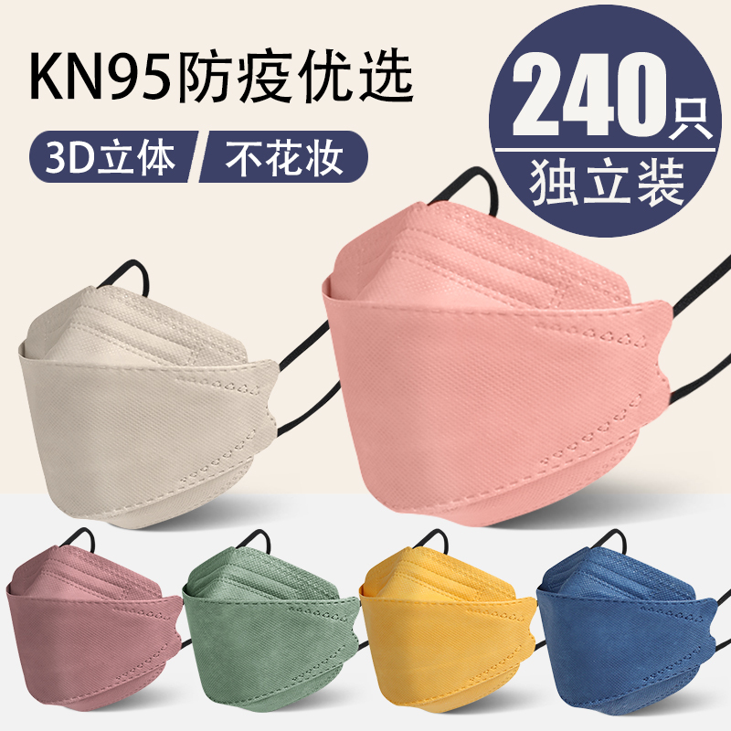 Kn95 Mask for Women with Good Looks, 2025 New Autumn and Winter Morandi Color 3D Stereo Dust-Proof Willow Leaf Type Four-Layer Thickeneded Mask