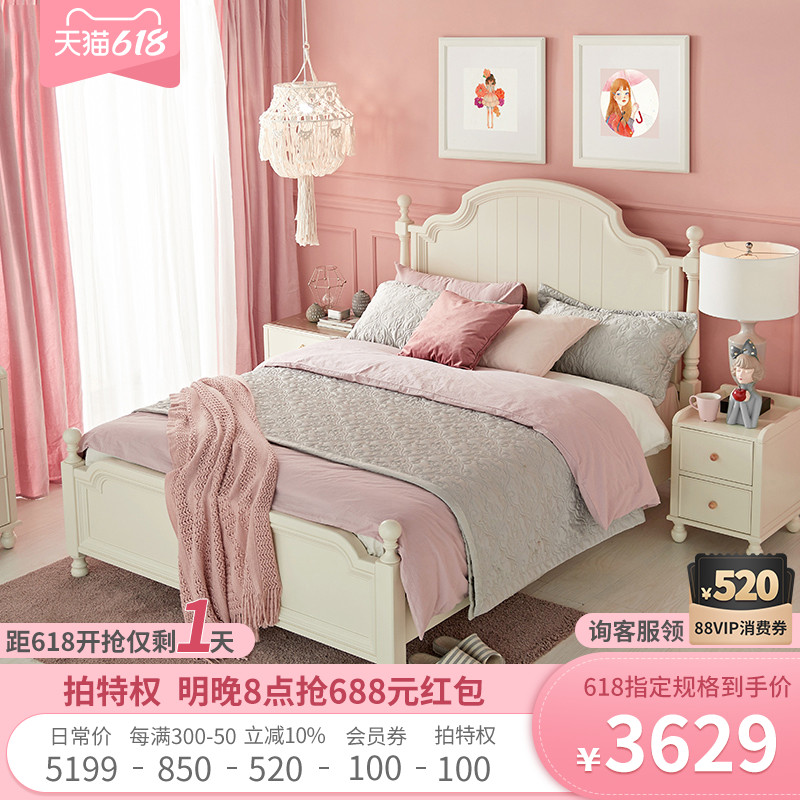 Each Vovo American Solid Wood Furniture Child Bed Boy Bed Girl Bed White Princess Bed Girl Dreamy Single Bed