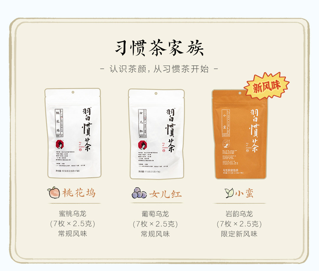 【中國直郵】茶顏悅色 習慣茶 冷泡茶 蜜桃烏龍茶 葡萄烏龍茶 21枚裝