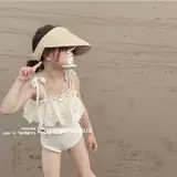 Летний детский купальник, ремень, детская одежда, в западном стиле, с вышивкой, эффект подтяжки