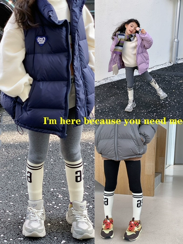 Осенние леггинсы, штаны, шерстяной детский трикотажный пуховик, в корейском стиле