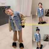 Джинсовая осенняя куртка, детская футболка для девочек, детская одежда