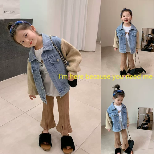 Джинсовая осенняя куртка, детская футболка для девочек, детская одежда