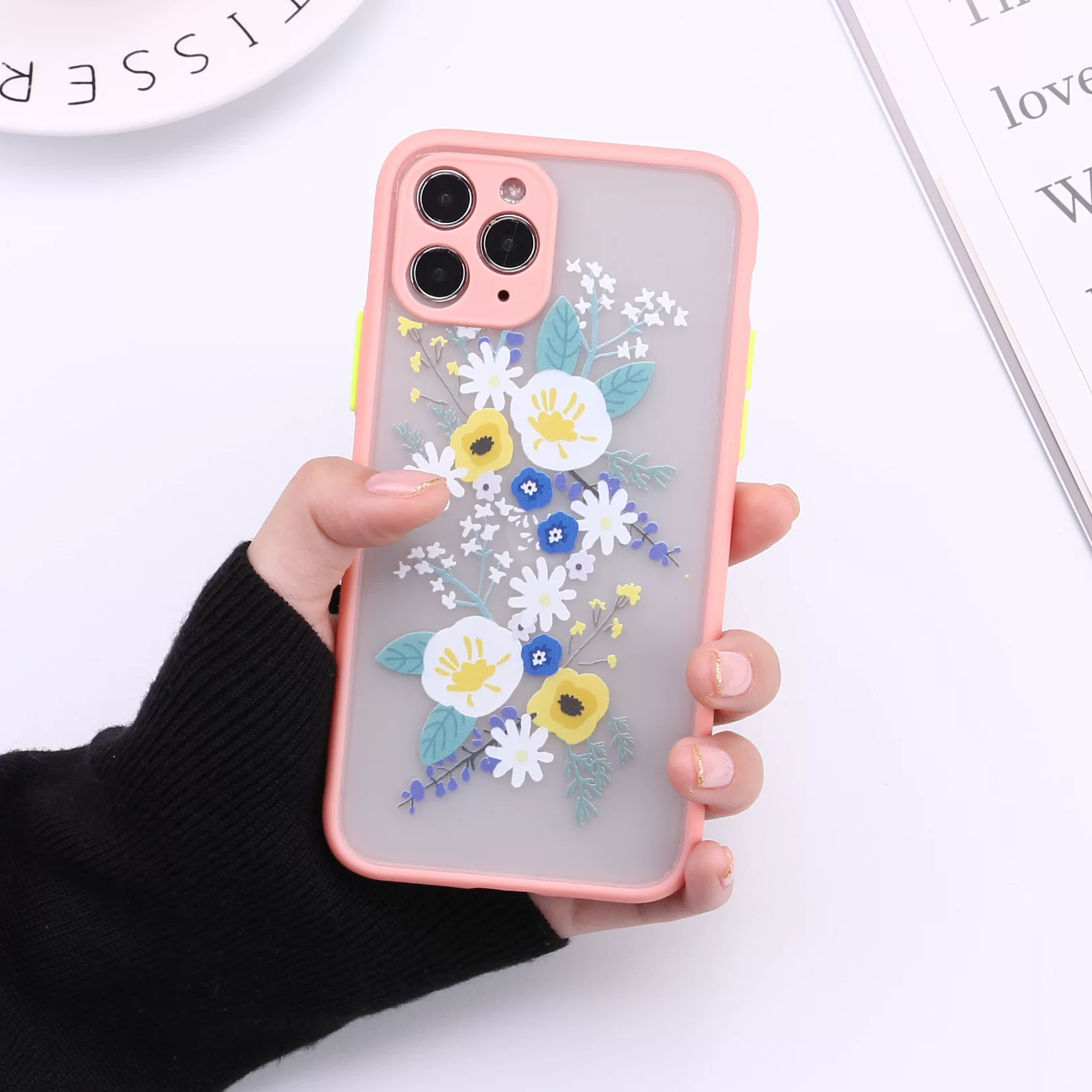 Кейс с 3D рельефным рисунком цветок для iPhone 11 Pro Max X XS MAX 7 8 Plus SE2020, мягкий бампер, прозрачный