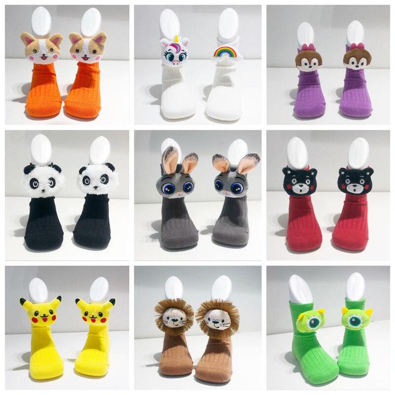 Summer and Autumn Children's Floor Socks, Cartoon Character Socks, Three-Dimensional Slouch Socks, Cotton Mid-Calf Socks, Cute Baby Socks