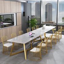 Marble conference table Long table Simple modern training negotiation long table workbench Nordic office desk and chair combination