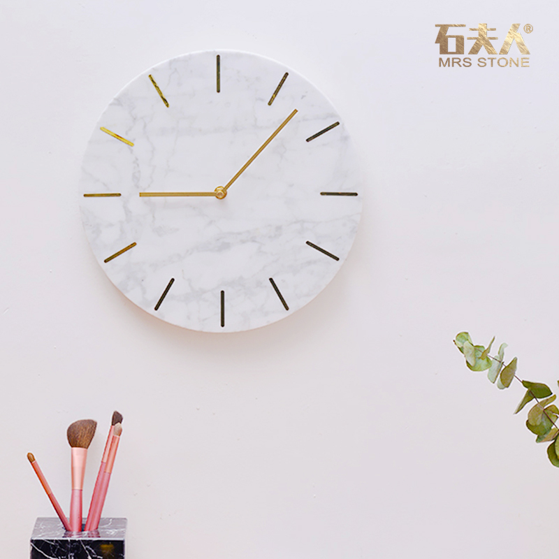 Light luxury ins wall clock clock clock Natural marble hanging watch Household mute Nordic simple personality fashion