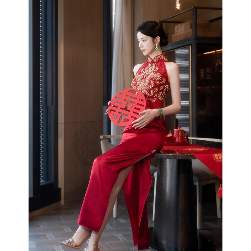 New Chinese-Style Cheongsam Toast Dress 2026 New Red Engagement Dress for Women Bride Wedding Morning Gown Slim Fit High-End Feel