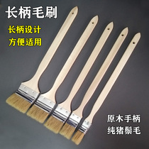 Iron Zhenghan extended handle elbow brush Wooden handle straight elbow pig brush side elbow handle black hair mane brush Paint paint brush