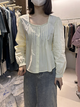 the mind2023 Spring Han French lace lace lace lace lace lace lace lace lace lace lace loose single row - cuff shirt woman