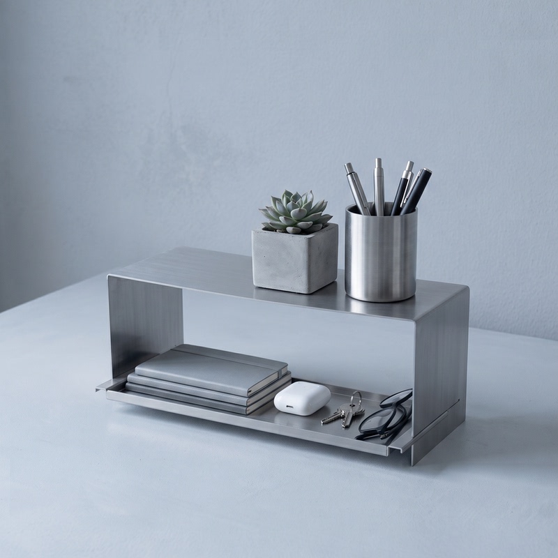 304 Stainless Steel Desktop Storage Rack Office Stationery Organizer Industrial Style Workstation Organization