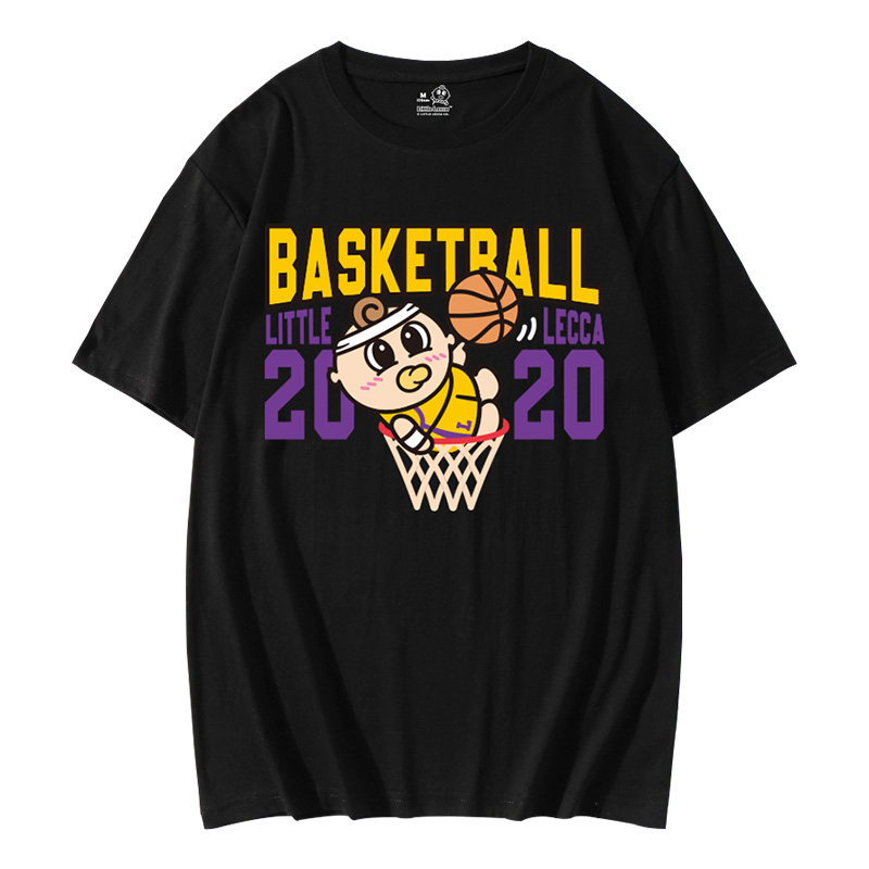 Force Dolica 2021 Summer New Cartoon Short Sleeve T-shirt Trendy Little Leka Big Dunk Basketball Master Couple Parent-child