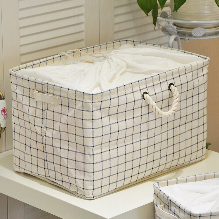 Nordic household artifact Bedroom living room clothes bed edge storage bundle mouth Cotton and linen storage box Storage box
