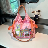 Розовая большая оранжевая сумка через плечо, бретели