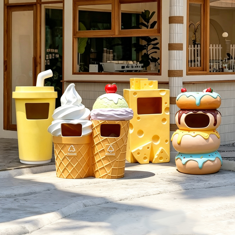 Fiberglass Outdoor Milk Tea Cup Trash Can Sculpture, Cartoon Decorative Ornament for Mall, Commercial Street, Dessert Shop Entrance Fiberglass Outdoor Milk Tea Cup Trash Can Sculpture, Cartoon Decorative Ornament for Mall, Commercial Street, Dessert Shop Entrance