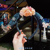 Ancient costume flag head Qing Dynasty court concubine Gege flag head Ruyi Chuan headdress performance photo photo hair ornaments flower imitation