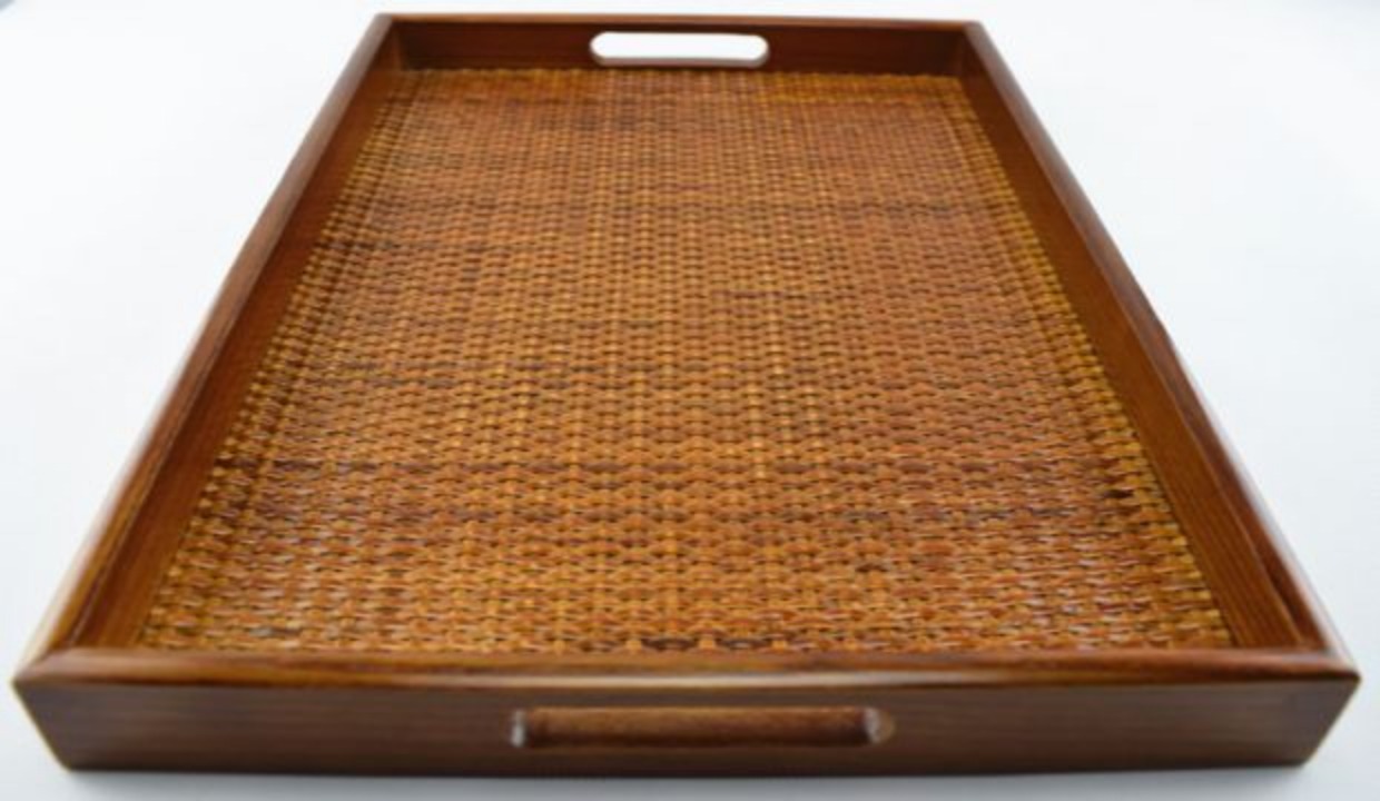 Tre cổ điển hình chữ nhật khay gỗ rắn mây gỗ tấm trà đặt tách trà chén trái cây khách sạn khay gỗ khay gỗ