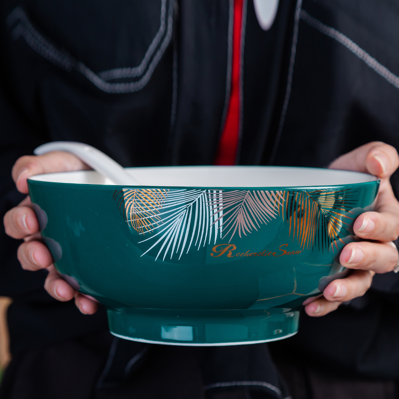 Home Large Bowl Microwave Oven Oversized Noodle Bowl Big stew Bowl Cutlery Bowl Cutlery large bowl European style large soup bowl Ceramic Bowl