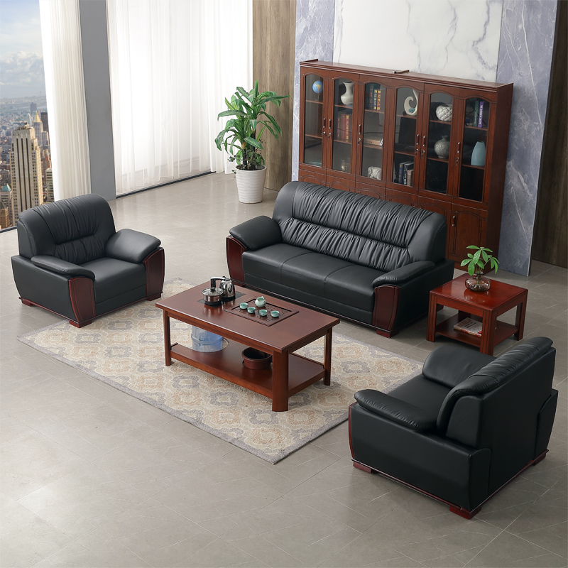 Office sofa modern minimalist new Chinese-style office reception business reception three-seat coffee table combination